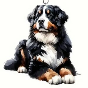 NEW! 2D Flat Acrylic Bernese Mountain Dog Keychain Bag 👜 🎒 Charm~ 🐕 🐾 🎁